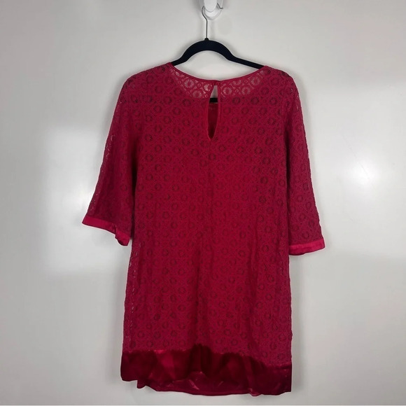 Laundry by Shelli Segal Red Half Sleeve Lace Mini Shift Dress Size 4 - Picture 2 of 12